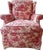 English Custom Wingback Chair in Red Raspberry and Cream in Heritage Toile by Brunschwig & Fils For Sale - Image 3 of 17