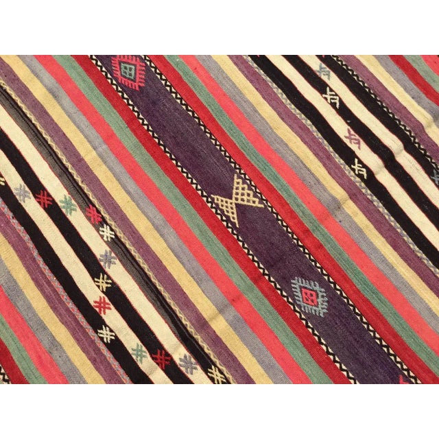 Vintage Striped Turkish Kilim Rug - 71" X 117" For Sale In Raleigh - Image 6 of 11