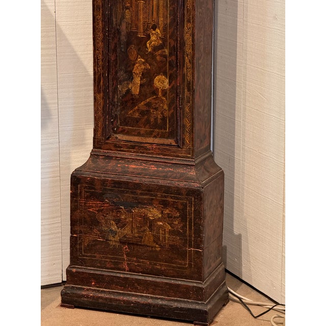 Wood 18th Century English Chinoiserie Decorated Tall Case Clock For Sale - Image 7 of 16