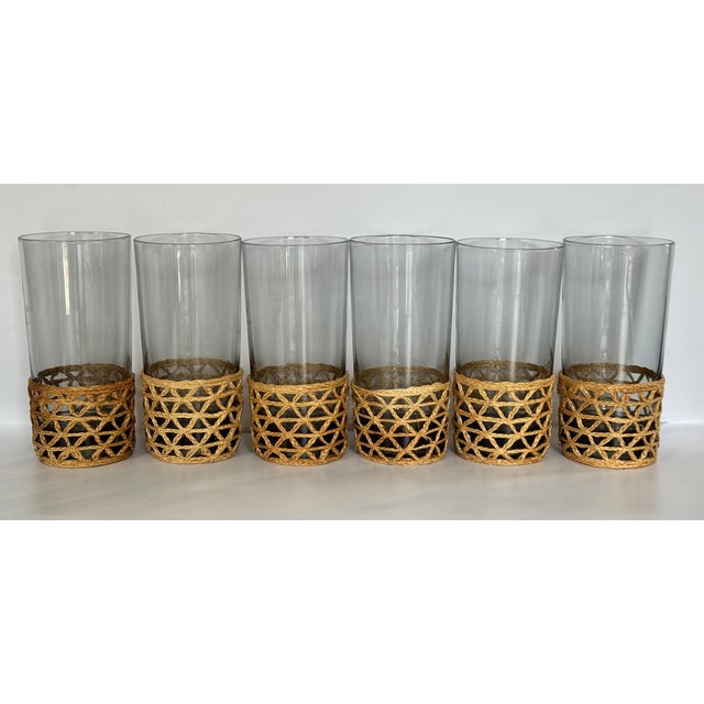 Mid 20th Century Vintage Mid Century Boho Chic Highball Glassware - Set of 6 For Sale - Image 5 of 17