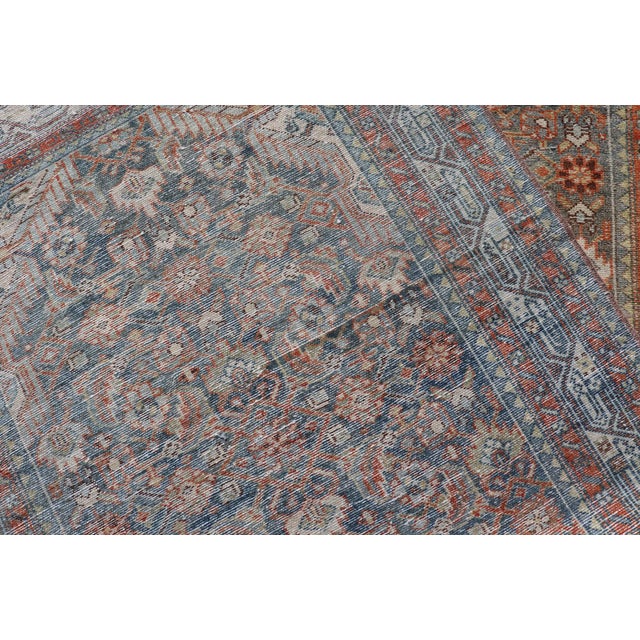 Antique Persian Malayer Runner With Allover Motif's in Soft Blue Field 3'4 X17'0 For Sale - Image 12 of 12