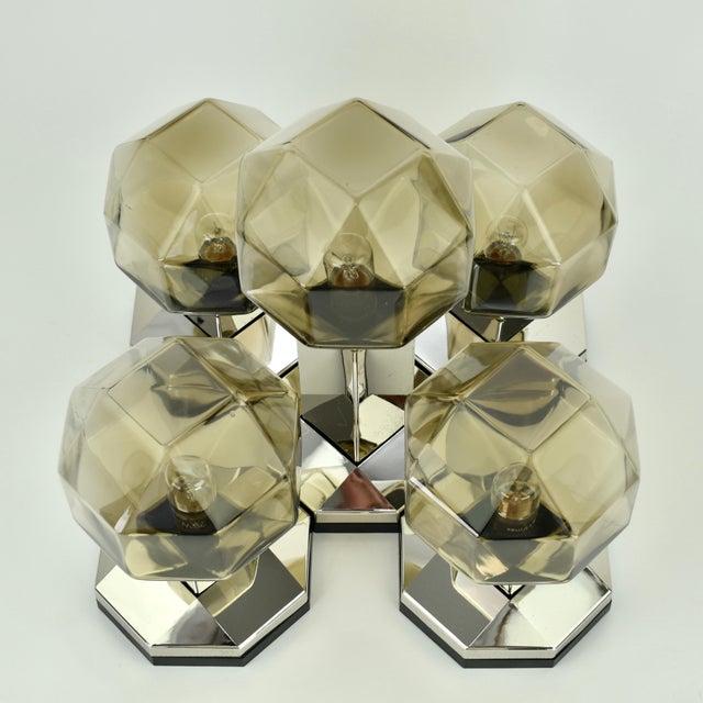 Metal 1970s Motoko Ishii Modular Flush Mount for Staff Leuchten - Set of 5 For Sale - Image 7 of 17