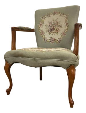 Vintage French Louis XV Style Needlepoint Upholstered Armchair
