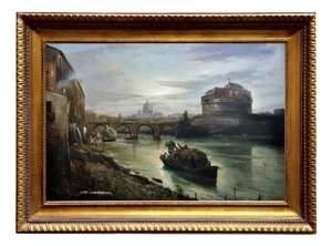 Naples, Italian Landscape, Oil on Canvas, Framed