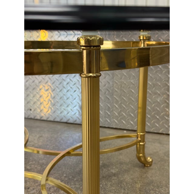 1990s La Barge Brass Coffee Table With Scallop Glass Top - Made in Italy For Sale - Image 5 of 8