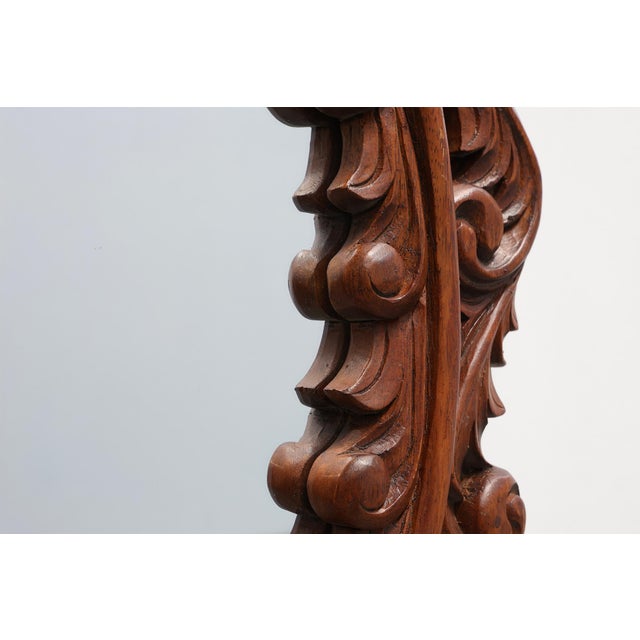 Wood French Carved Walnut Oval Mirror with Pierced Acanthus Crest, 1900 For Sale - Image 7 of 11