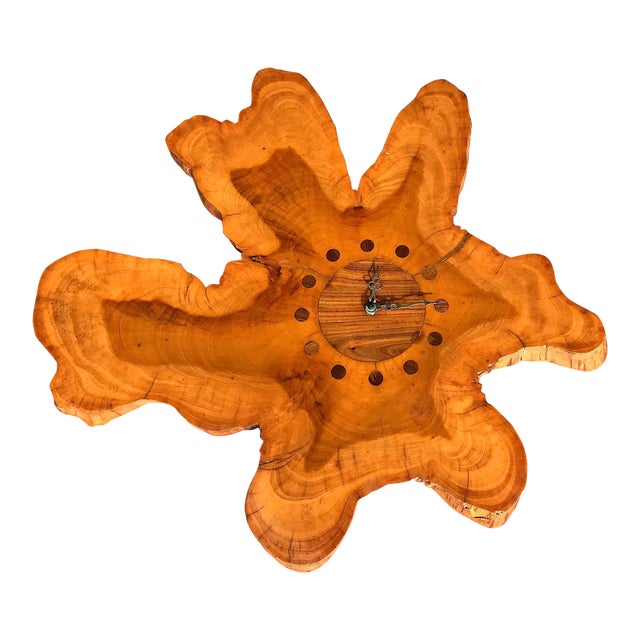 Handmade Signed Cypress Live Edge Wood Wall Clock Chairish