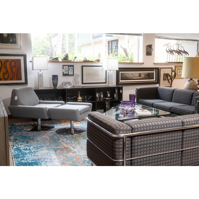 Contemporary DellaRobbia Tech Contemporary Modern Chrome & Fabric Lounge Chair & Ottoman For Sale - Image 3 of 11