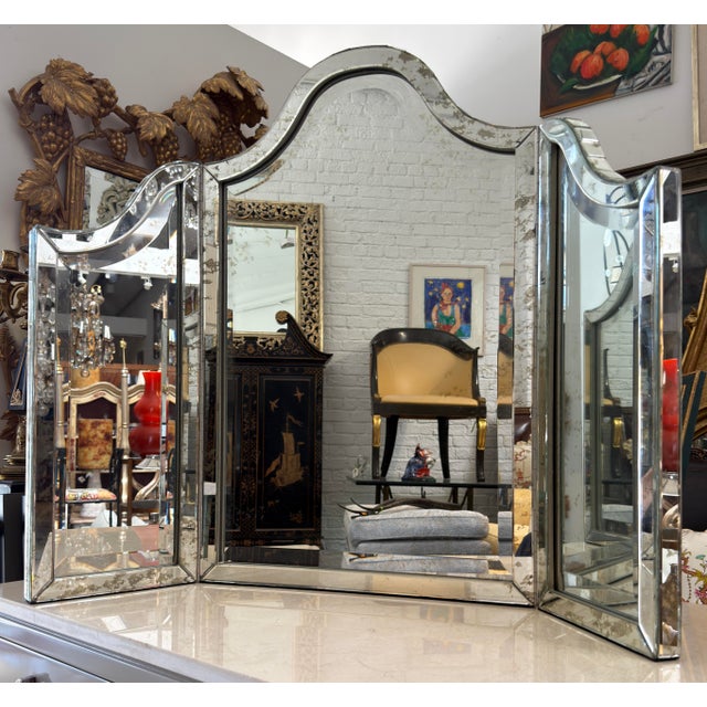 2000 - 2009 Art Deco Nancy Corzine Harlow Glamour Tri Fold Triptych Mirror For Sale - Image 5 of 6