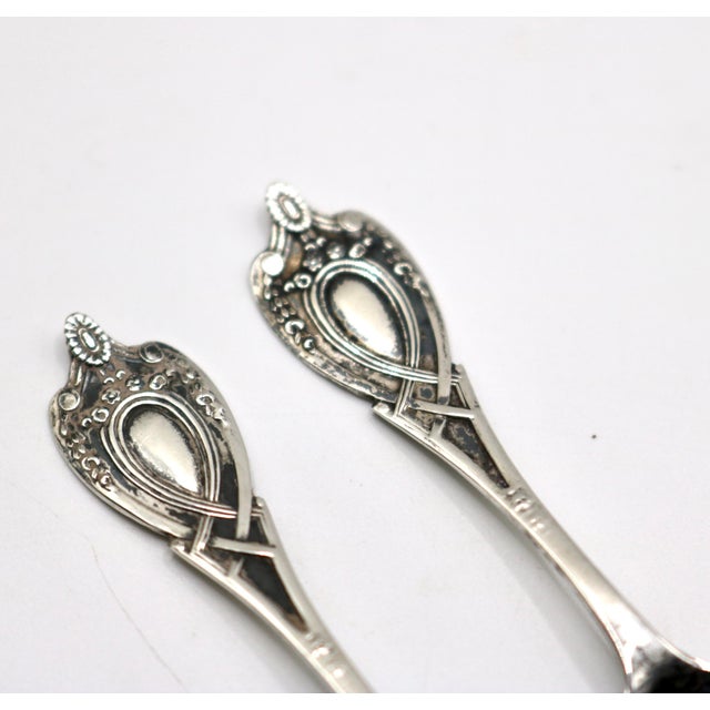 Antique Edwardian Lenox Porcelain & Lunt Sterling Silver Overlay Master Salt Cellars With "Monticello" Spoons - A Pair For Sale - Image 9 of 12