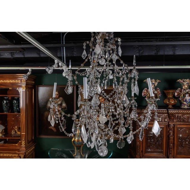 Glass Early 20th Century Pair of French Rock Crystal and Glass Chandeliers For Sale - Image 7 of 12