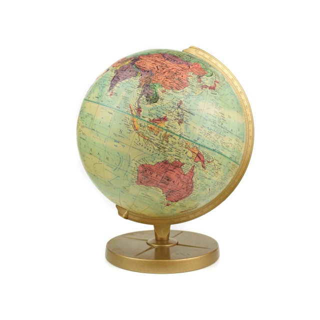 Mid 20th Century Table Top Rotating Replogle World Nation