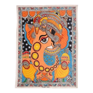 Mamta Devi, 2016 National Award-Winning Artist – Hand-Painted Madhubani Lord Ganesha Folk Painting on Canvas For Sale