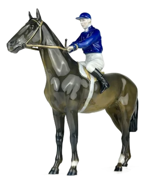 Original Sculpture of Horse and Jockey by Max Hermann Fritz for Fraureuth Kunstabteilung, Germany, 1920s