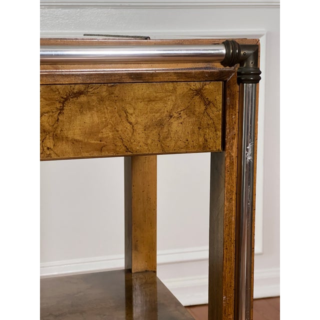 Midcentury Hollywood Regency Expandable Burl Wood Server For Sale - Image 17 of 18