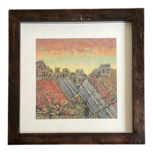 Mixed Media Landscape Painting “Above the Rooftops”