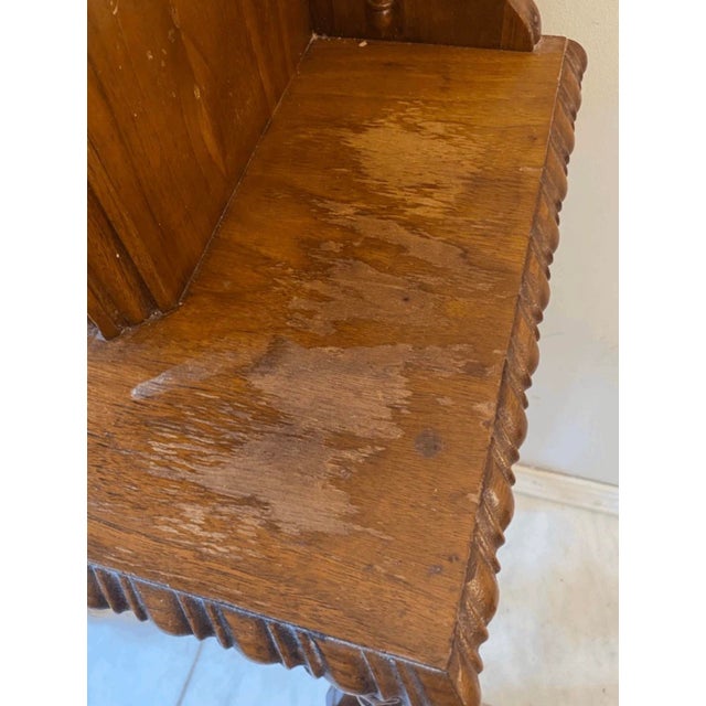 Brown Antique Danish Carved Cherubs Wood Phone Cabinet With Genius Top For Sale - Image 8 of 13