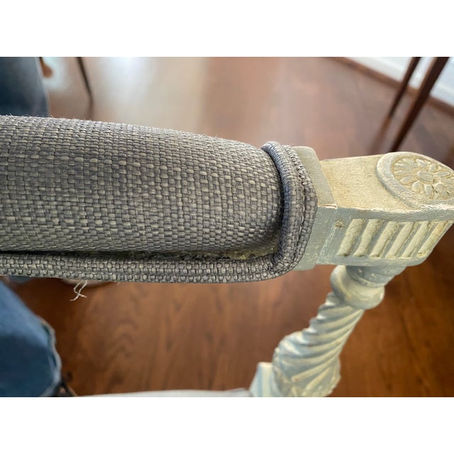 Pair of Glazed Linen Accent Chairs Attributed to Niermann Weeks For Sale In Raleigh - Image 6 of 14