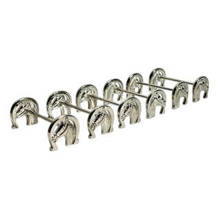 Mid 20th Century Silver Plate Horse Head Knife Rests – Equestrian French Style - Set of 6 For Sale