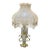 French Crystal Beige Table Lamp – Ornate Gold Leaf Base For Sale