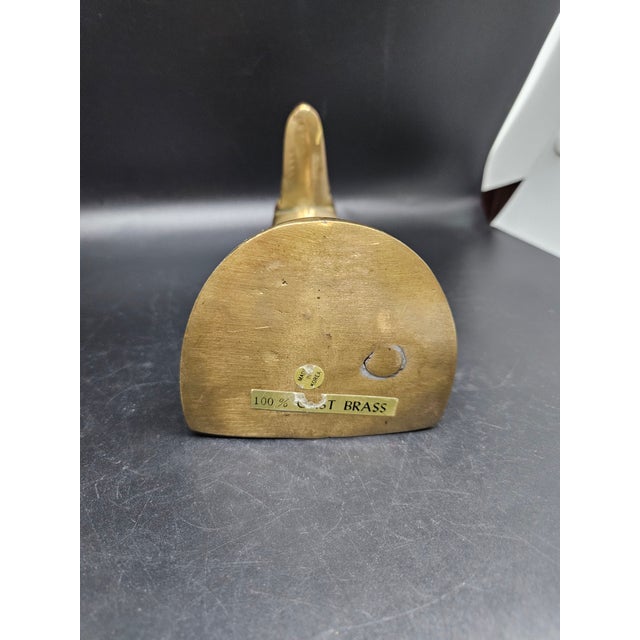 Vintage Patinated Brass Duck Mallard Head Bookend, Mid-Century Modern For Sale - Image 4 of 4