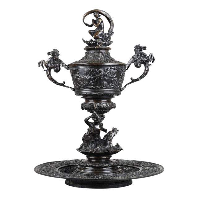 Renaissance Bronze Bowl by Antonio Pandiani Milan, 1870 For Sale