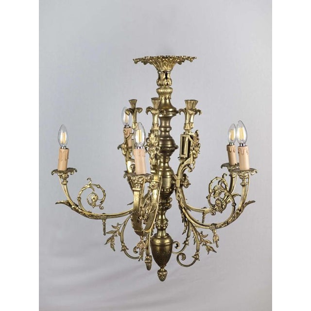 Antique Bronze Chandelier with Rams For Sale - Image 10 of 10