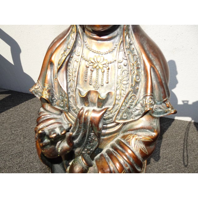 Bronze Vintage Quan Yin Bronze Colored Statue Guan Yin For Sale - Image 8 of 13