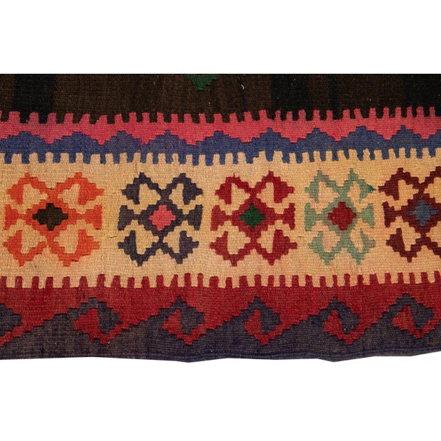 Brown Mid-20th Century Vintage Kilim Runner Rug 4 '4'' X 9' 2''. For Sale - Image 8 of 13
