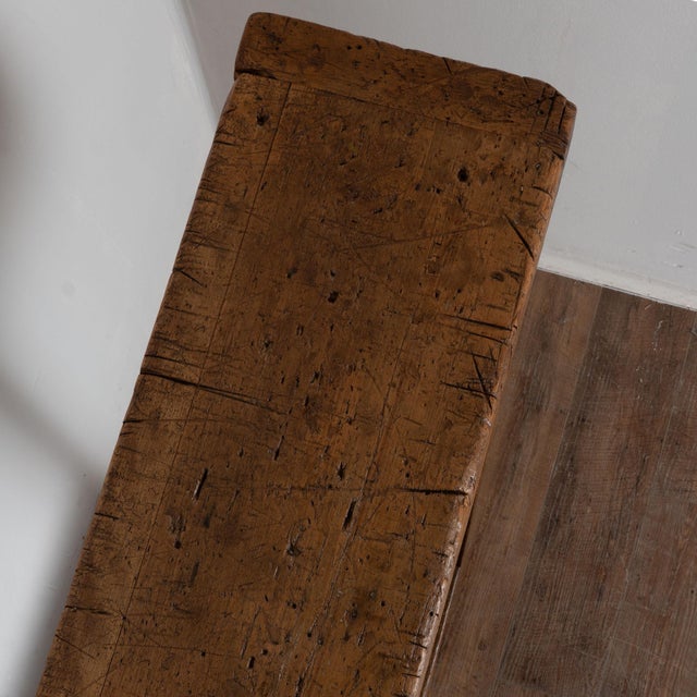Antique French Rustic Carpenter's Workbench Console Table For Sale - Image 9 of 18