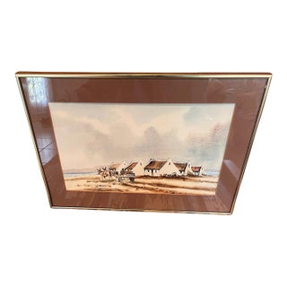 Late 20th Century Johan Manefeldt Signed South African Cape Landscape Original Watercolor For Sale