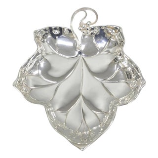 Vintage WMF Germany Large Silver Plated Maple Leaf 12" Trinket Candy Dish Bowl For Sale