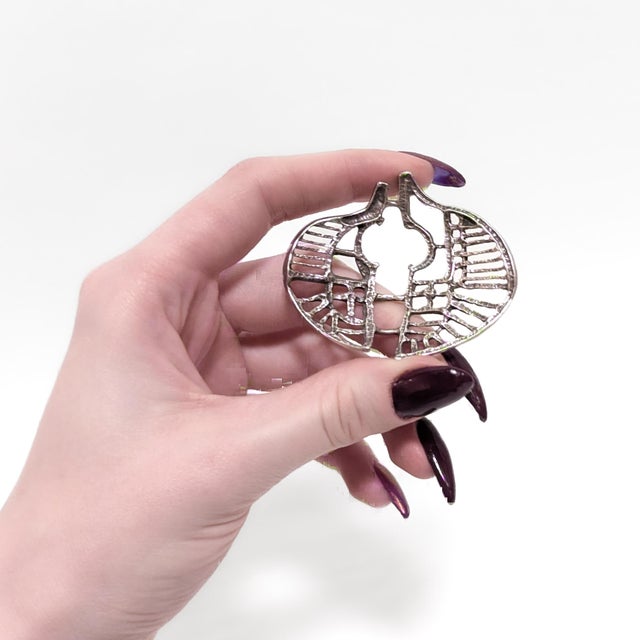 Mid-Century Modern Vintage Studio Else & Paul Scandanavian Modern Sterling Silver Necklace Pendant For Sale - Image 3 of 12