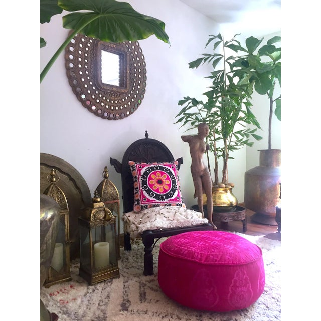 2010s Swati Embroidered Suzani Pillow 24" X 24" For Sale - Image 5 of 6