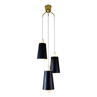 3-Light Pendant by Bent Karlby for Lyfa, Denmark, 1950s For Sale