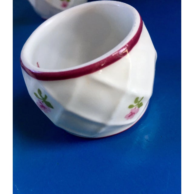 1986 Roses and Lattice Napkin Rings - Set of 6 For Sale - Image 6 of 9
