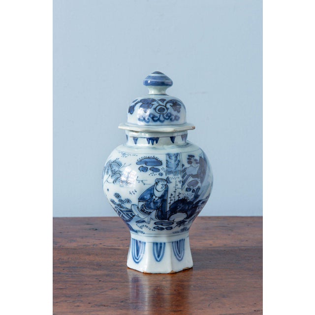 Dutch Blue & White Chinoiserie Lidded Jar, 1600s For Sale - Image 11 of 11