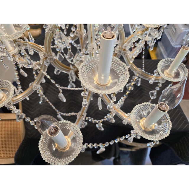 Metal 13 Light Maria Theresa Style Crystal Chandelier For Sale - Image 7 of 8