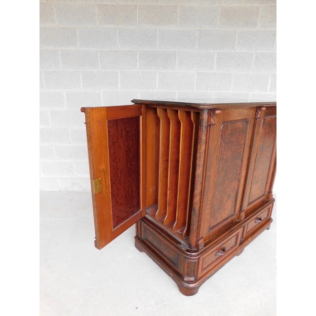 Victorian Antique Victorian Renaissance Walnut Vertical Storage Map Chest For Sale - Image 3 of 13
