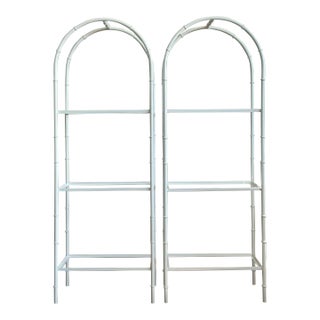 Vintage Boho Wrought Iron Arched Etagere - A Pair For Sale