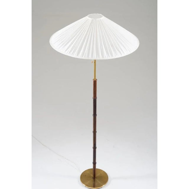 Mid-Century Modern Mid-Century Floor Lamp in Brass and Wood from Falkenbergs Belysning, Sweden, 1960s For Sale - Image 3 of 9