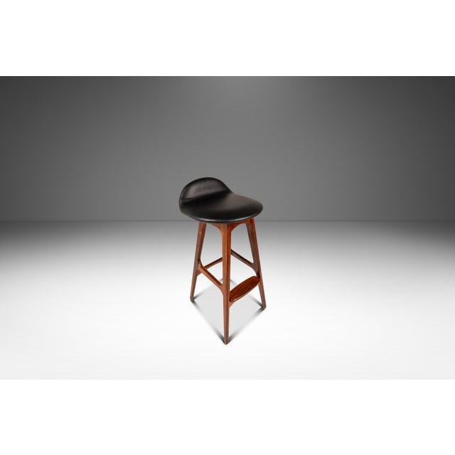 Brown Danish Mid-Century Modern Model Od-61 Counter Height Bar Stool in Rosewood & Leather by Erik Buch for o.d. Mobler, Denmark, 1960's For Sale - Image 8 of 18