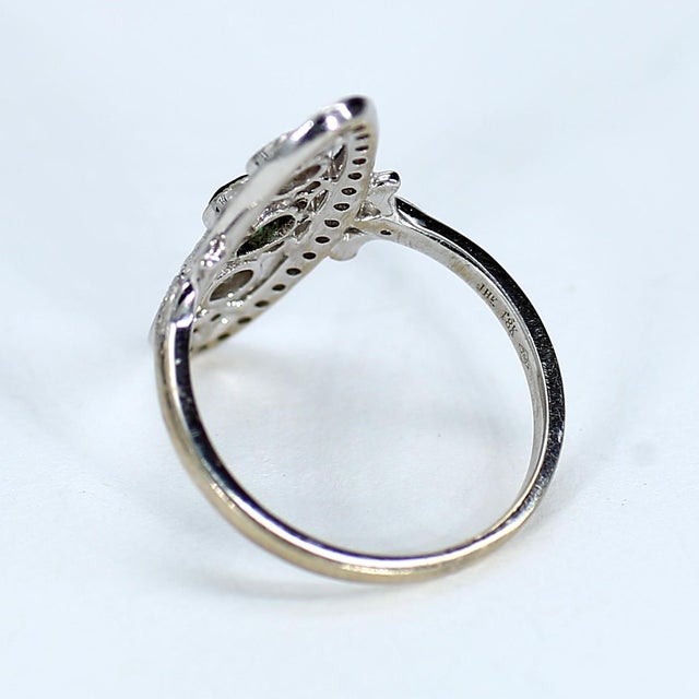 Antique 18k White Gold Ring With Diamond & Size 5.25 For Sale - Image 4 of 4