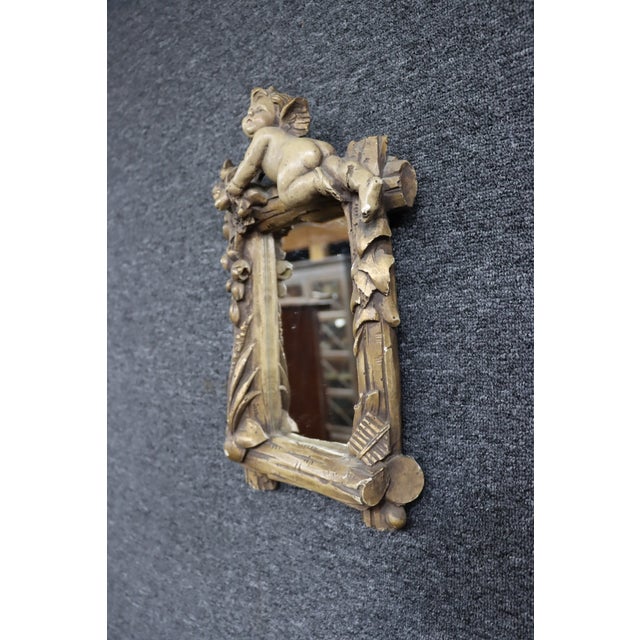 Baroque Baroque Style Italian Carved Cherub Wall Mirror For Sale - Image 3 of 5