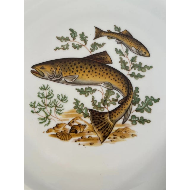 1940s-50s French Limoges Fish Plates - Set of Five For Sale - Image 10 of 17