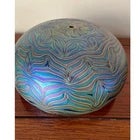 Art Nouveau Vintage 12" Iridescent Pulled Feather Favrile Style Glass Dome Lamp Shade For Sale - Image 3 of 5