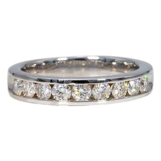 Diamond Estate Band With 9 Earth-Mined Diamonds in Solid 14k Gold, Size 6.75 For Sale