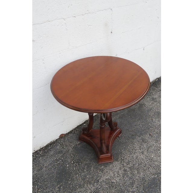 Wood Carved Swan Round Solid Mahogany Side End Table 6173 For Sale - Image 7 of 12