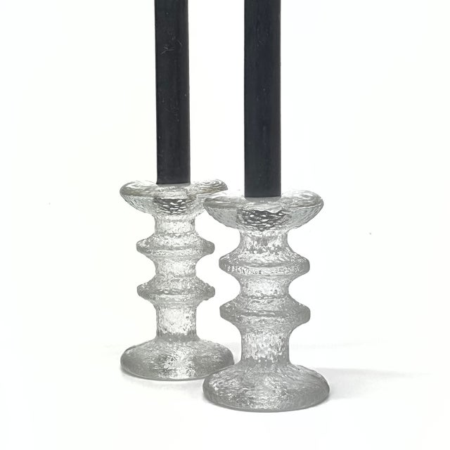 Mid-Century Modern Festivo Glass Candleholders by Timo Sarpeneva for Iittala Circa 1966 - A Pair For Sale - Image 3 of 9