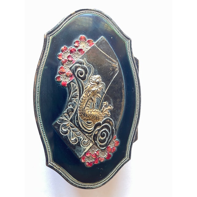 Mid 20th Century Mid 20th Century Japanese Mount Fuji With Dragon Enameled Top Jewelry Box For Sale - Image 5 of 10